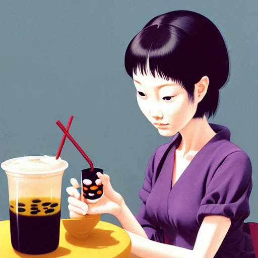 Prompt: cat only drinking boba bubble tea, super detailed and intricate, elegant, hyper realistic, by sam yang, by yoshiyuki tomino, by ralph mcquarrie, by ilya kuvshinov