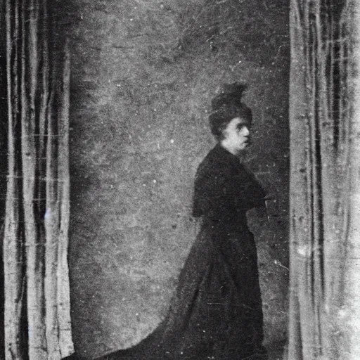 Image similar to a creepy woman in the distance, in a liminal space, early 1 9 0 0 s photo