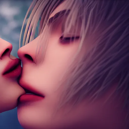 Annie Leonhart kissing Annie Leonhart, anime kiss,, Stable Diffusion