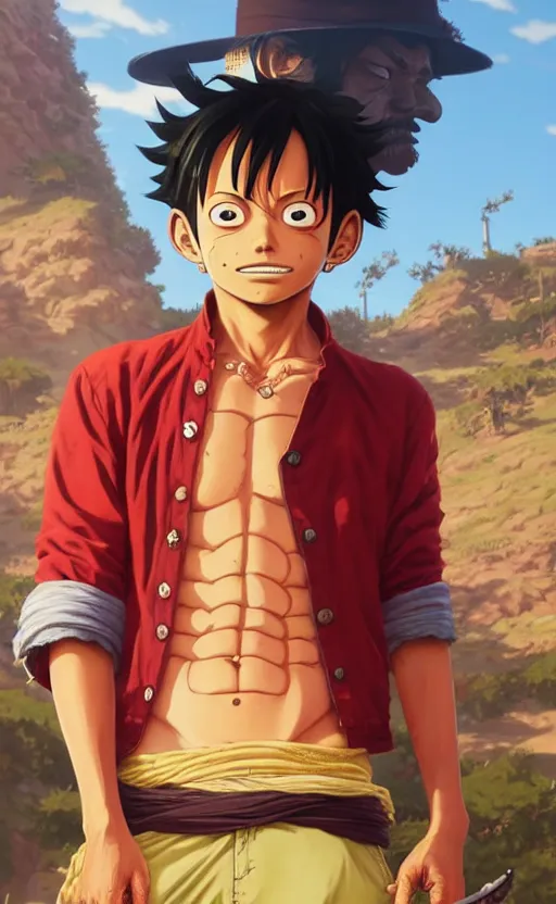 Prompt: highly detailed portrait of luffy in gta v, stephen bliss, unreal engine, fantasy art by greg rutkowski, loish, rhads, ferdinand knab, makoto shinkai and lois van baarle, ilya kuvshinov, rossdraws, tom bagshaw, global illumination, radiant light, detailed and intricate environment