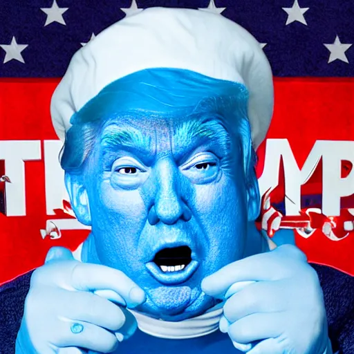 Image similar to trump as a smurf