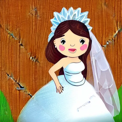 Image similar to cute cartoon woodlouse in a wedding dress