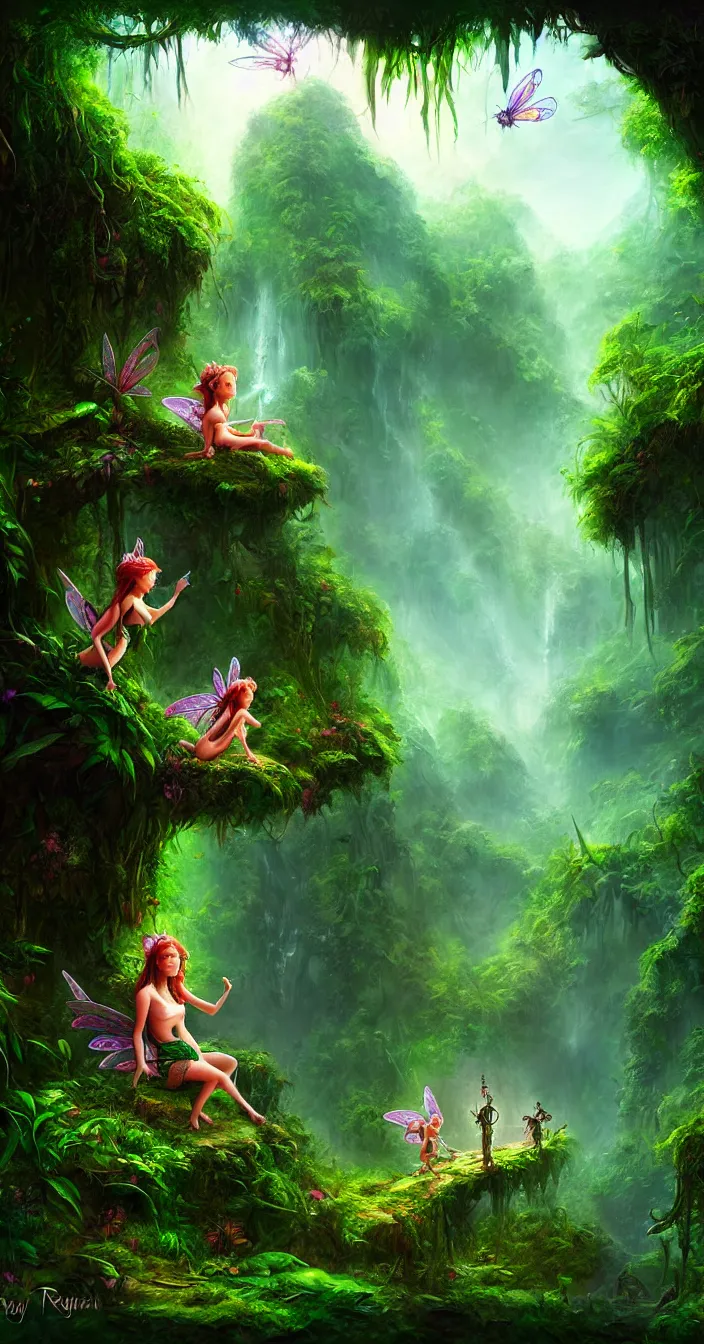 Prompt: fairy tell story of jungle, concept art, digital painting, cinematic lightening, wide angle shot, in the style of greg rutwoski, very hyper realistic, highly detailed, fantasy art station