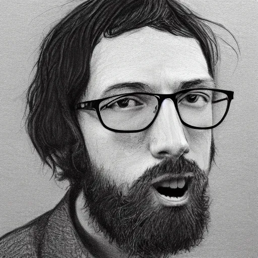 Prompt: Drawing Will Sheff from Okkervil river charcoal on canvas (2022), trending on artstation