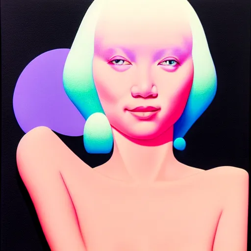 Image similar to white blonde sensual woman by shusei nagaoka, kaws, david rudnick, airbrush on canvas, pastell colours, cell shaded, 8 k