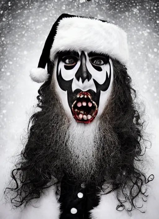 Image similar to santa claus in black metal corpse paint