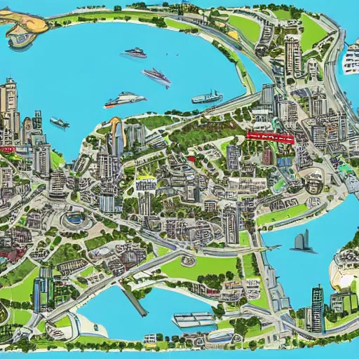 Image similar to Sydney as a GTA map