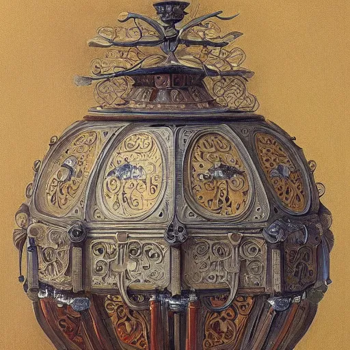 Image similar to detailed painting of a living pod architecture, filigree ornaments, davinci