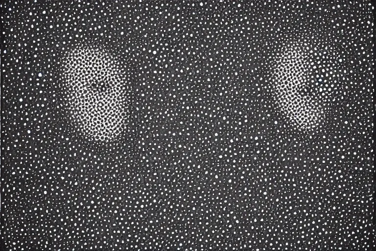 Image similar to face made out of planet, faceless people dark, dots, drip, stipple, pointillism, technical, abstract, minimal, style of francis bacon, asymmetry, pulled apart, cloak, hooded figure, made of dots, abstract, balaclava