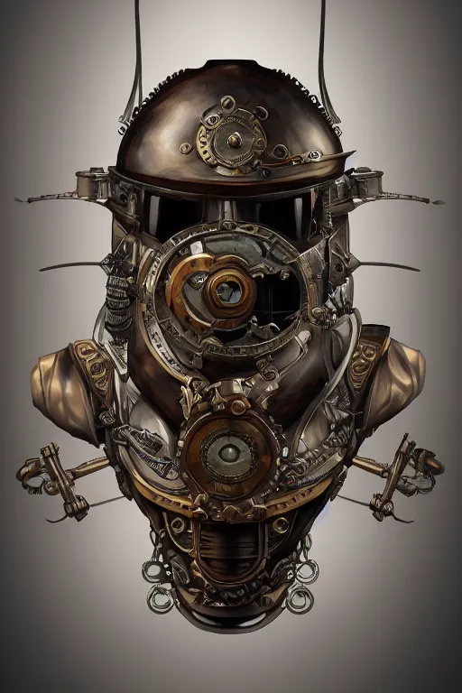 Image similar to steampunk helmet fantasy art mask robot ninja stylized digital illustration sharp focus, elegant intricate digital painting artstation concept art global illumination ray tracing advanced technology chaykin howard and campionpascale and cooke darwyn and davis jack