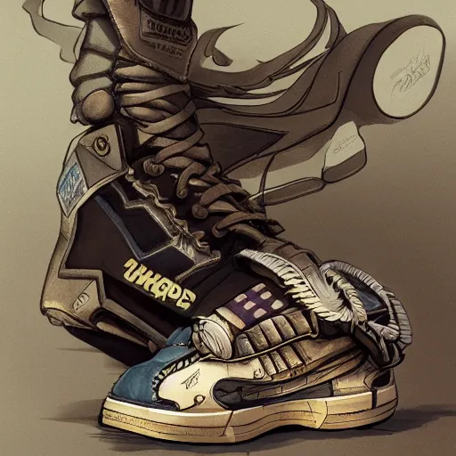 Prompt: hip - hop sneaker concept art, steampunk, sharp focus, illustration, concept art by tooth wu