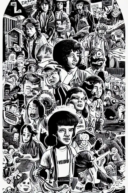 Prompt: mcbess illustration of the upside down from stranger things