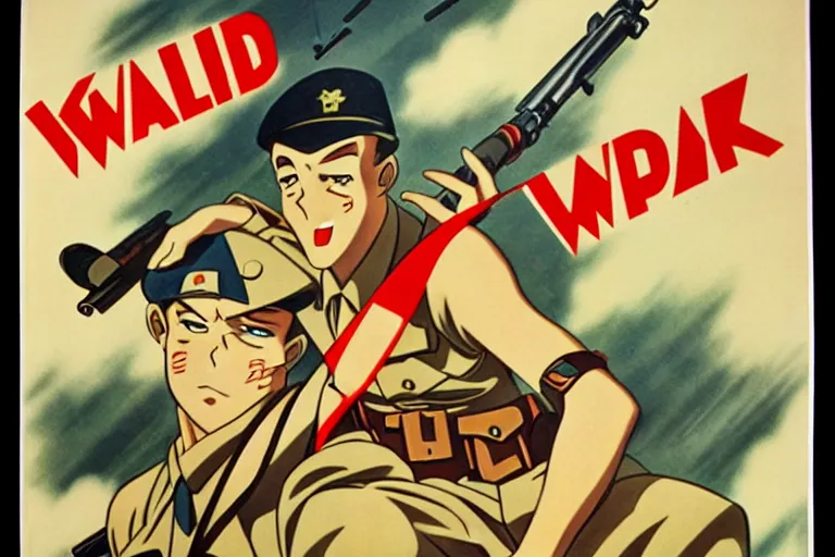 Image similar to 1940s, war, anime, poster