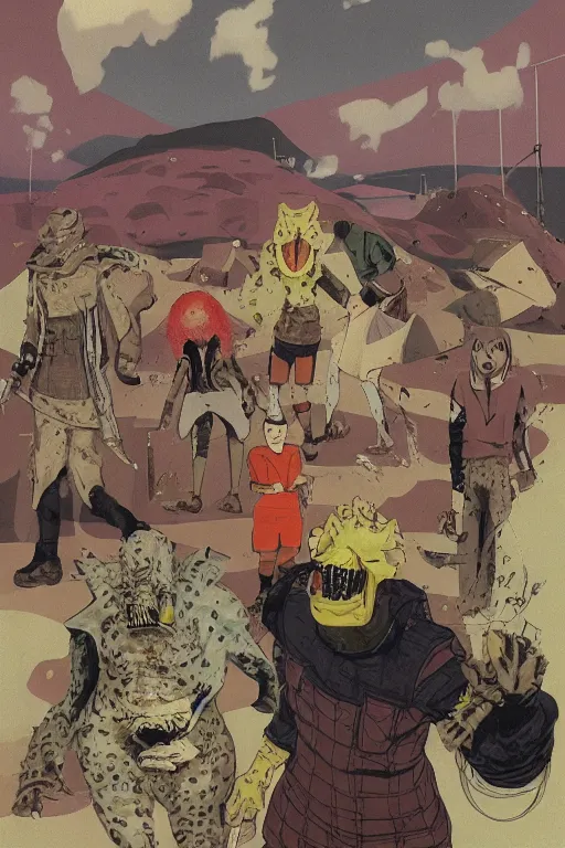 Image similar to scene from dorohedoro by helen lundeberg