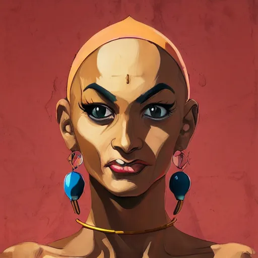 Prompt: portrait of a female Dhalsim from Streetfighter, League of Legend illustration by Sam Youn:3, profile picture by Gil Elvgren:3, asymmetrical, Organic Painting, Ambient Occlusion:3, Matte Painting, bold shapes, hard edges, street art, trending on artstation, realistic:2 by Sachin Teng:5