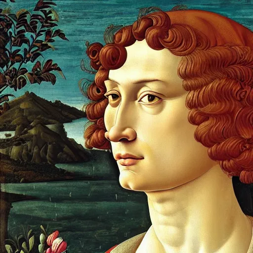 Prompt: painting of Sandro Botticelli by Sandro Botticelli, highly detailed, 8k, cinematic,