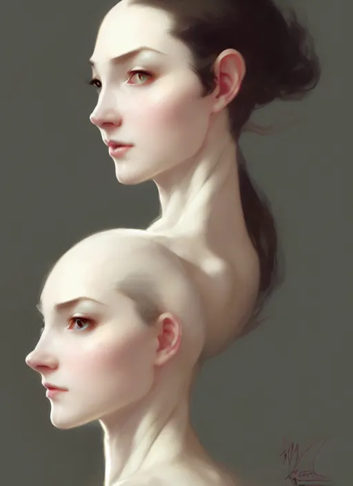 Image similar to character concept portrait of a woman with pointy ears and an elegant gown, pale face, intricate, elegant, digital painting, concept art, smooth, sharp focus, illustration, from Metal Gear, by Ruan Jia and Mandy Jurgens and William-Adolphe Bouguereau, Artgerm