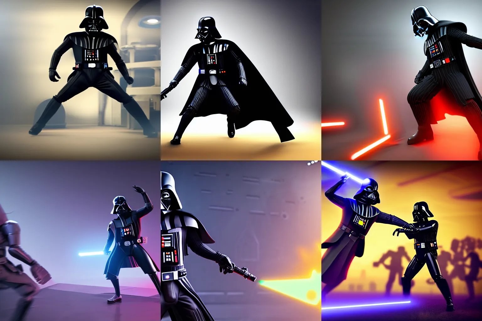 Prompt: darth vader doing fortnite dances on the backrooms, golden ratio, cinematic, trending on artstation, deviantart and cgsociety, 8k, high resolution, motion blur, blurred on motion, in motion