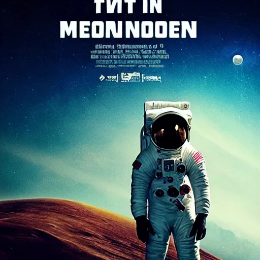 Image similar to a movie poster with an astronaut standing in front of a mountain, a poster by Niels Lergaard, reddit contest winner, incoherents, imax, movie poster, criterion collection