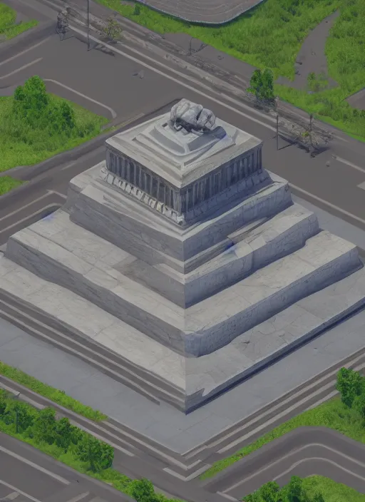 Image similar to lenin's monument isometric aerial by beeple, wlop, unreal engine 5, lumen, nanite