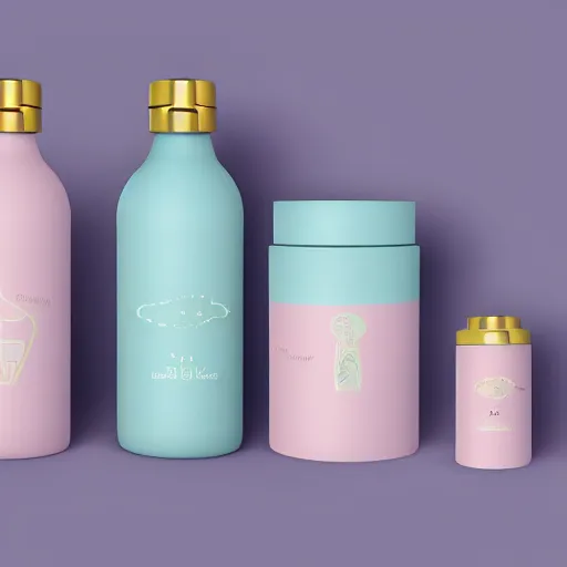 Image similar to pastel color, packaging design, kids products, gift packaging, bottle and label, behance, pintrest, kids, packaging