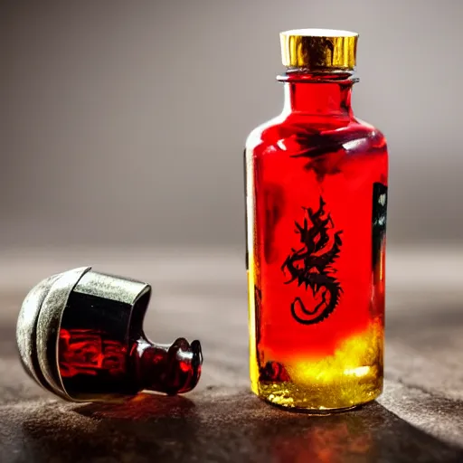 Image similar to a red dragon in a bottle