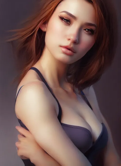 Image similar to photo of a gorgeous young woman in the style of stefan kostic, realistic, sharp focus, 8k high definition, insanely detailed, intricate, elegant, art by stanley lau and artgerm