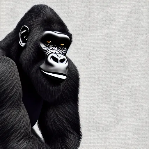 Image similar to dystopian propaganda poster of a gorilla, 4 k, hyper realistic, dslr, high resolution, landscape, beautiful