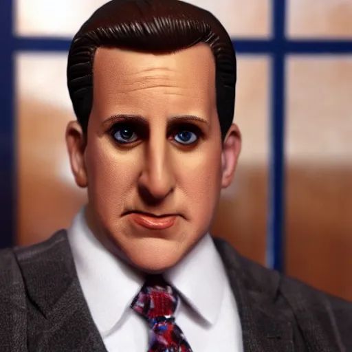 Prompt: wax statue of michael scott