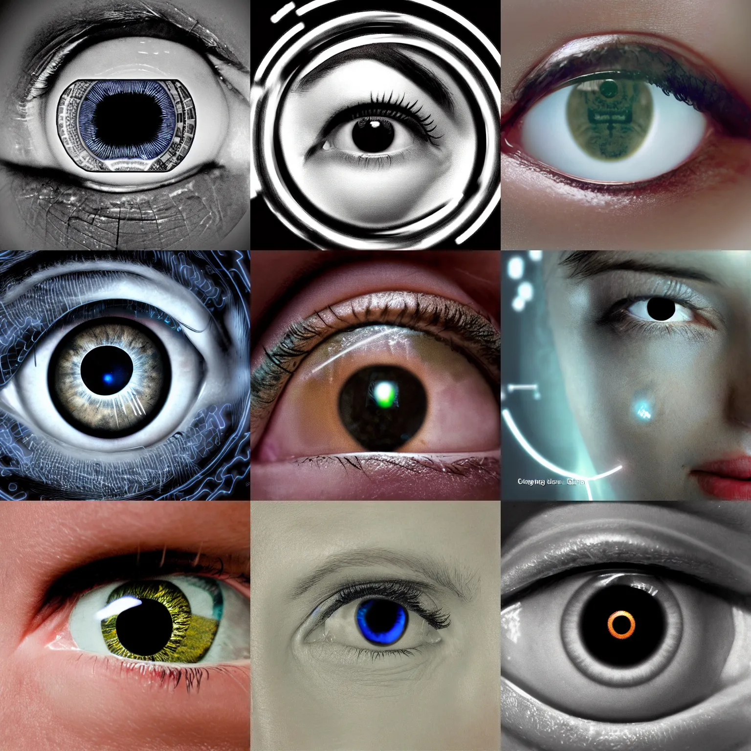 Prompt: photograph, cybernetic implant, eye modifications