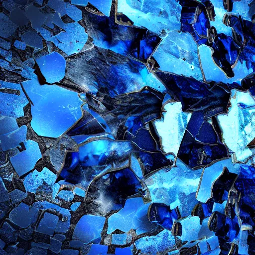 Prompt: blue explosion of obsidian scraps, behance hd artstation, 4 k cinematic