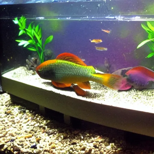 Prompt: convict cichlid hybrid aquarium