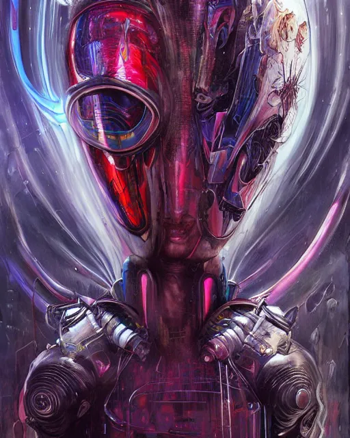 Image similar to cyberpunk superhero, by antonio j. manzanedo, giger, alex grey, android jones, wayne barlowe, philippe druillet, raymond swanland, cyril rolando, josephine wall, harumi hironaka, trending on artstation