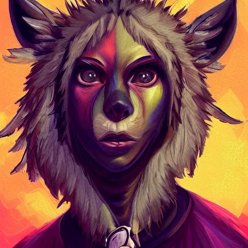 Prompt: Beautiful portrait digital painting, oil painting, anthro anthropomorphic animal androgynous , at a lake anarchist anarcho-punk Punk Punk outfit. furaffinity, artstation