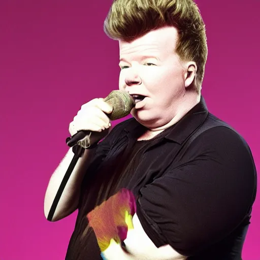 Prompt: morbidly obese rick astley