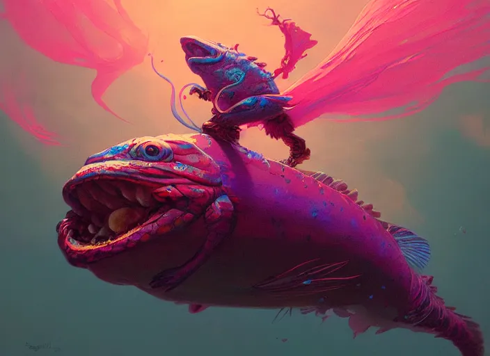 Prompt: A psychedelic blush old croaker , vibrant color scheme, highly detailed, in the style of romanticism, cinematic, artstation, Moebius, Greg rutkowski