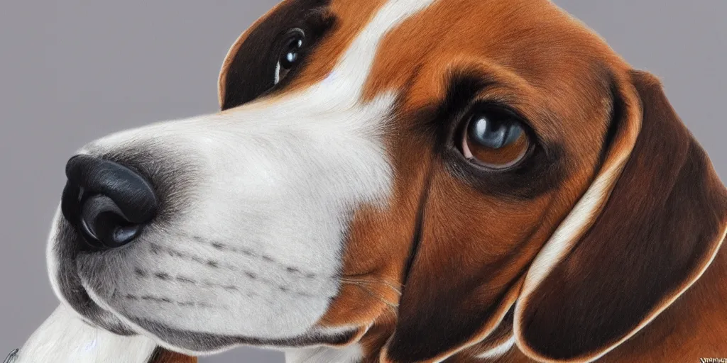 Prompt: beagle dog, photorealistic, hyperrealistic portrait, 8 k