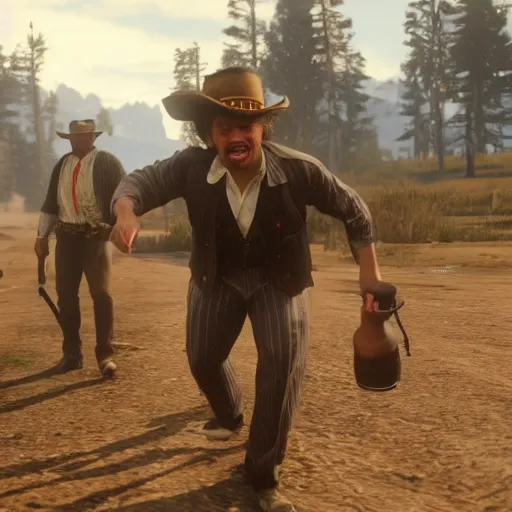 Prompt: an in-game screenshot of Eric Andre in Red Dead Redemption 2 (2018)