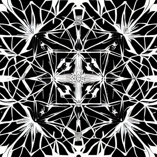 Image similar to geometric, snowflake black and white line art