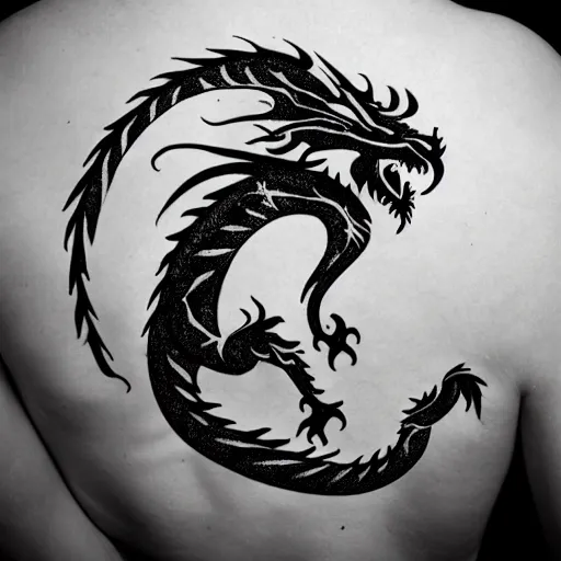 Prompt: lineart of a dragon tattoo stencil