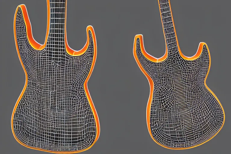 Image similar to keith haring guitar, 3d render