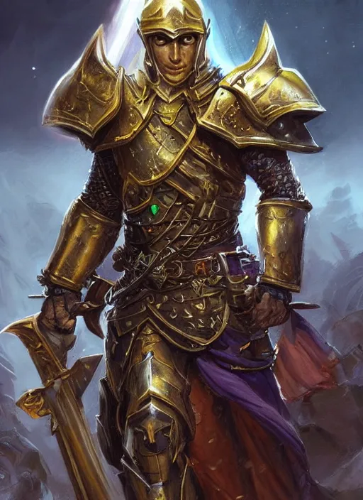 Image similar to paladin wearing helmet detailed, ultra detailed fantasy, dndbeyond, bright, colourful, realistic, dnd character portrait, full body, pathfinder, pinterest, art by ralph horsley, dnd, rpg, lotr game design fanart by concept art, behance hd, artstation, deviantart, hdr render in unreal engine 5