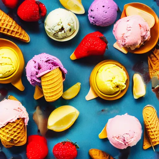 Prompt: summer ice cream colorful food photography