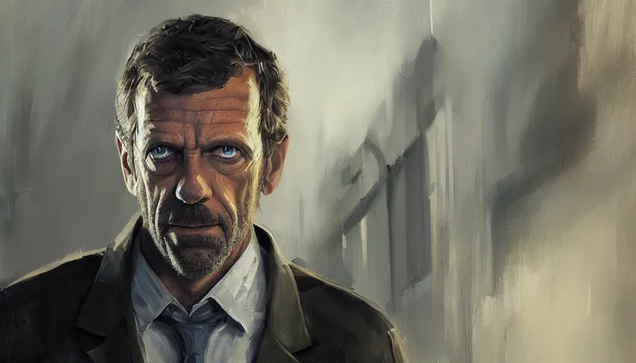 Image similar to concept art of dr house, wallpaper, cinematic shot, oil painting by jama jurabaev, extremely detailed, brush hard, artstation, high quality, brush stroke