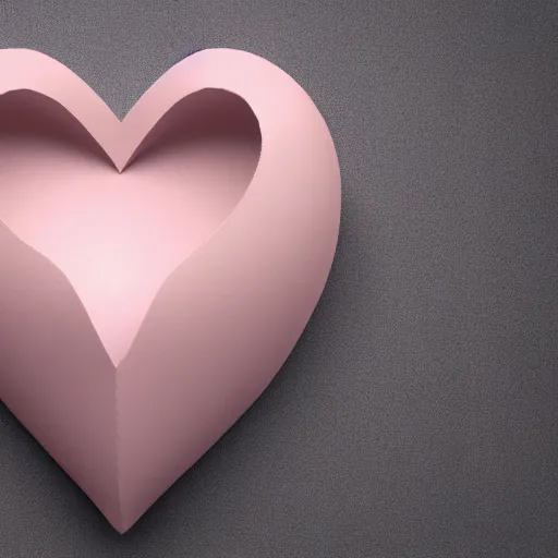 Image similar to 3d render of a rough clay heart shape in the middle of a gray sheet of paper, range of pastel colors on the left side
