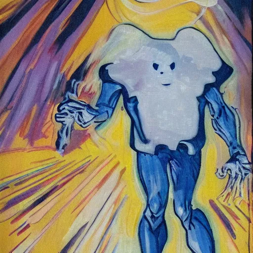 Prompt: impressionist portrait of a comic book ghost