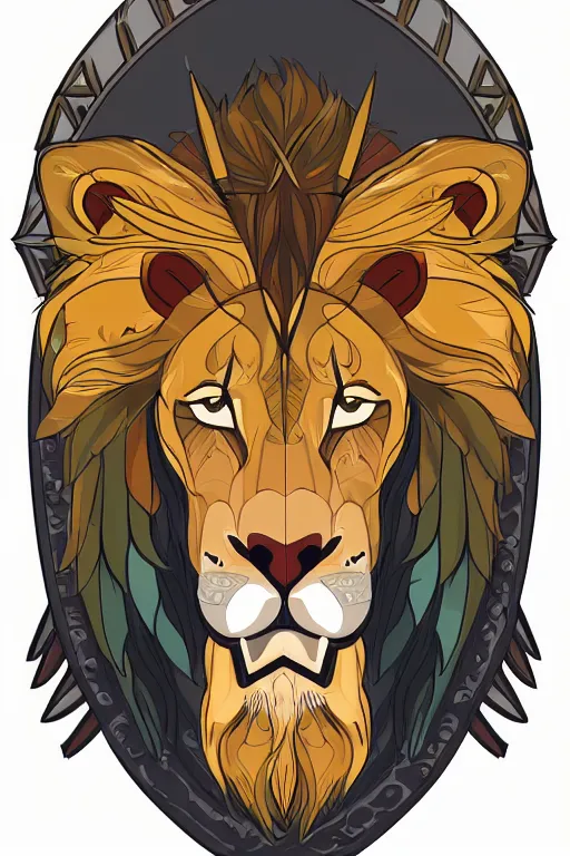 Image similar to Portrait of a lion in a medieval armor, colorful, illustration, highly detailed, simple, smooth and clean vector curves, no jagged lines, vector art, smooth