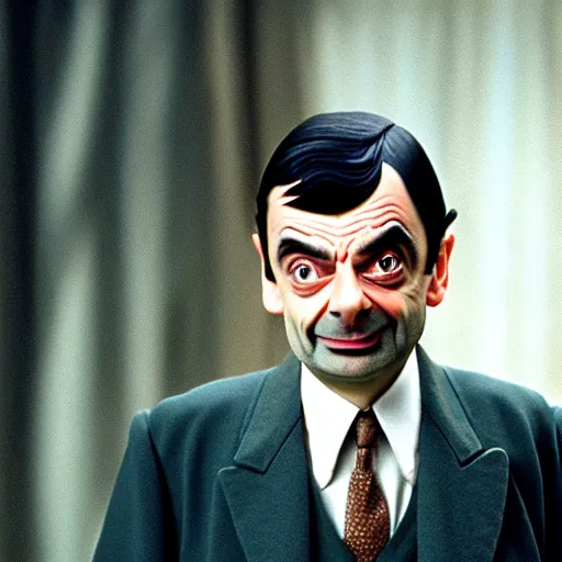 Image similar to mr. bean as louis de finesse. movie still. cinematic lighting.