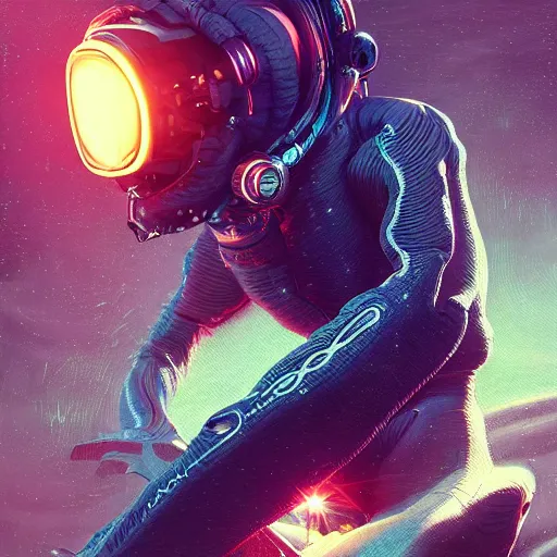 Image similar to portrait of a squid monster astronaut riding a space transport, full body portrait, well lit, intricate abstract. cyberpunk, intricate artwork, by Tooth Wu, wlop, beeple. octane render, trending on artstation, greg rutkowski very coherent symmetrical artwork. cinematic, hyper realism, high detail, octane render, 8k, minimalistic, hyperrealistic surrealism, award winning masterpiece with incredible details, a surreal vaporwave liminal space, highly detailed, trending on ArtStation