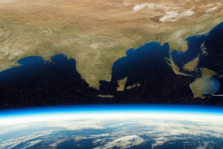 Prompt: photo of earth horizon from space